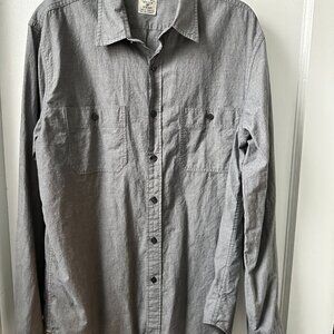 J. Crew Workshirt Light Gray Button Down Men's Large Long Sleeve